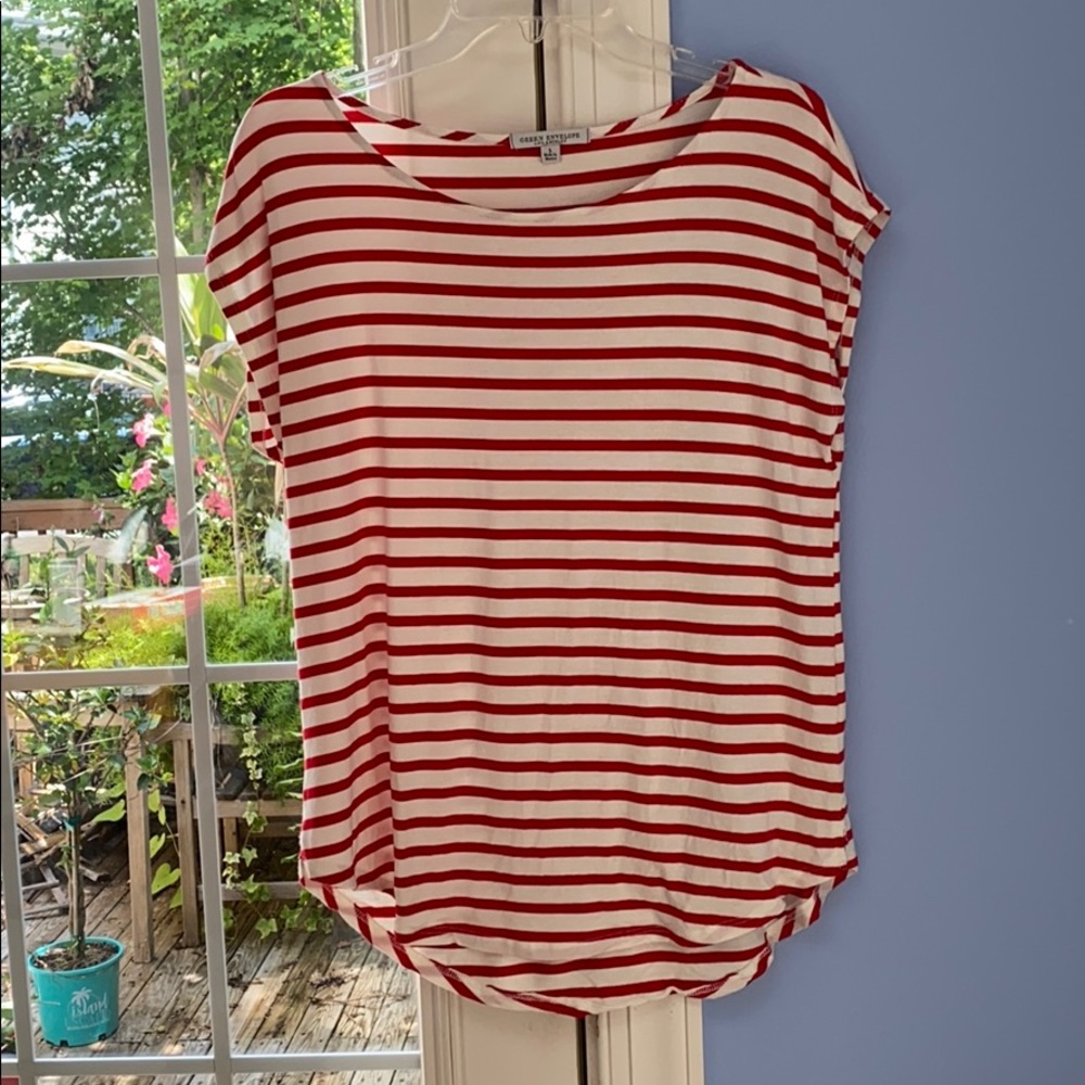 Green Envelope top red white stripes L $14